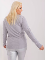 Šedý hladký svetr větší velikosti s dlouhým rukávem