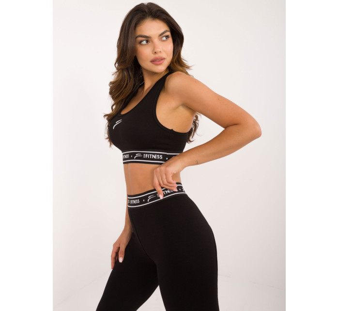 Černý sportovní crop top s košíčky PRO FITNESS