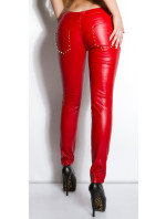 Sexy KouCla leatherlook-pants with studs on pocket