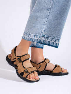 Jedinečné  sandály dámské hnědé na plochém podpatku