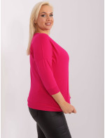 Fuchsiová dámská halenka plus size s potiskem