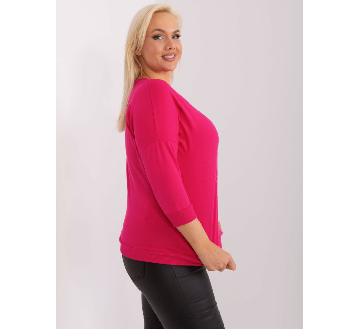 Fuchsiová dámská halenka plus size s potiskem