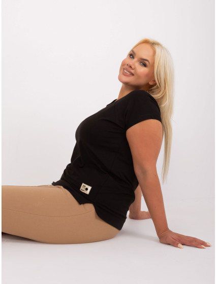 Dámská černá halenka plus size s rozparky