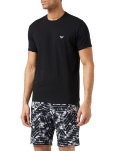 Pánské pyžamo krátké - 111573 2R509 12321- černá- Emporio Armani