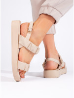 Originální dámské hnědé  sandály bez podpatku