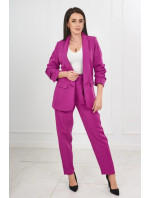 Elegantní set bundy a kalhot tmavě fialové barvy