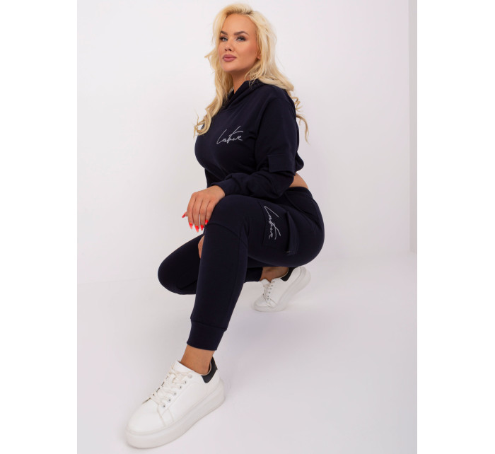 Námořnická modř plus size set s krátkou mikinou