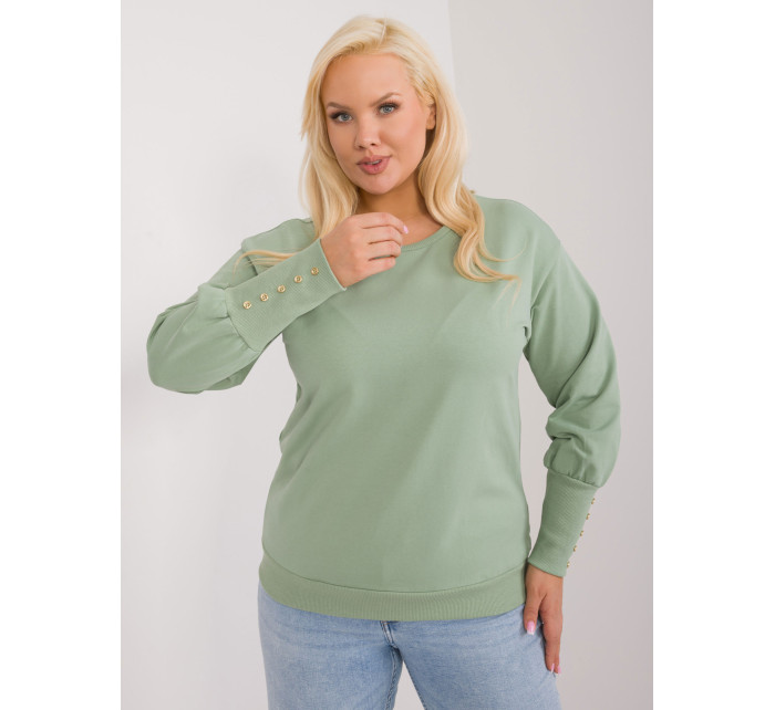 Mikina Pistachio plus size s knoflíky na rukávech