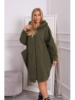 Oversize zateplená mikina v khaki barvě