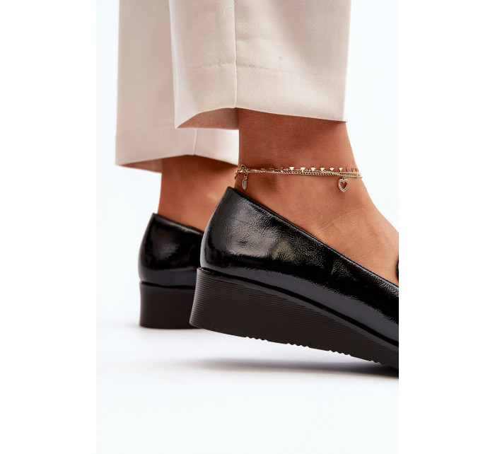 Dámské lakované boty Loafers Black Polike