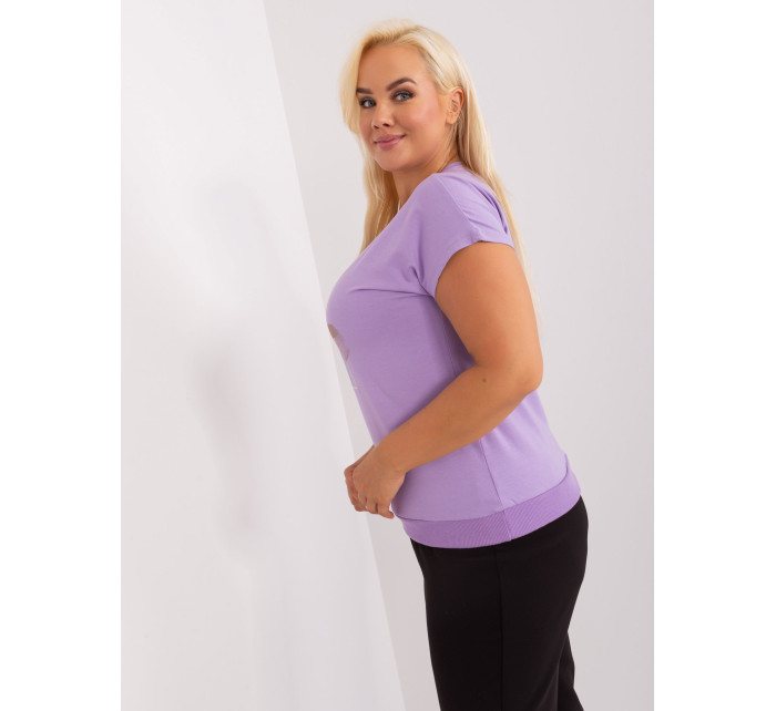 Světle fialová blůza plus size s potiskem