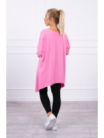 Oversize halenka s potiskem model 18747009 rtů světle růžová - K-Fashion