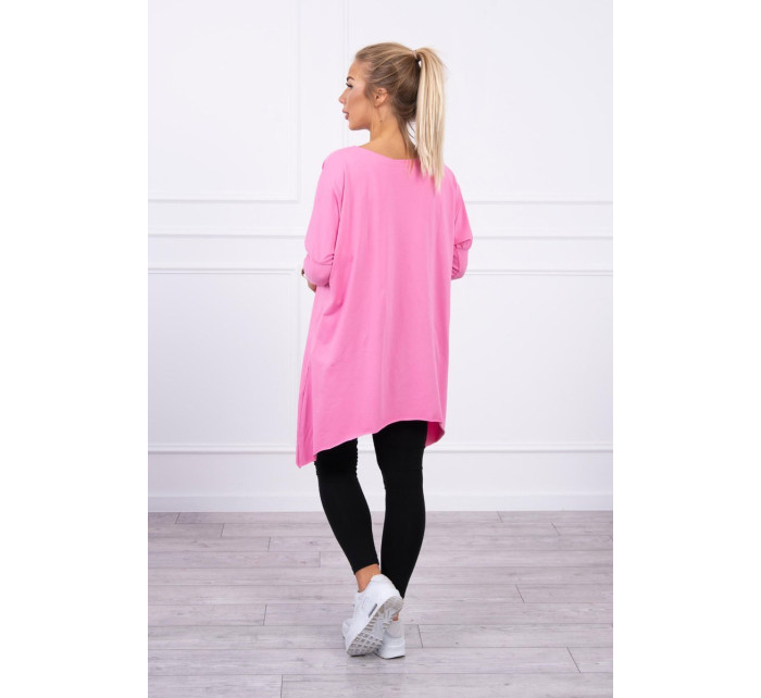 Oversize halenka s potiskem model 18747009 rtů světle růžová - K-Fashion