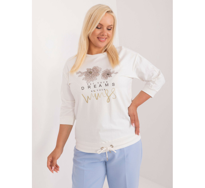 Ecru halenka plus size s aplikací s kamínky