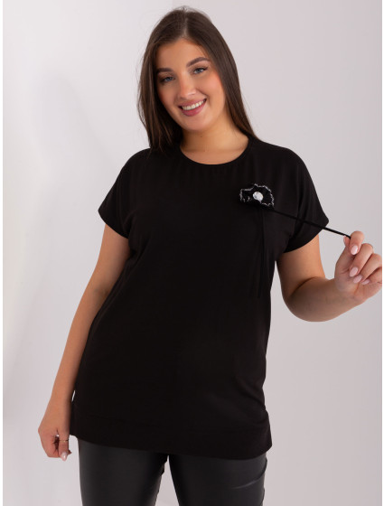 Dámská černá halenka plus size s krátkým rukávem