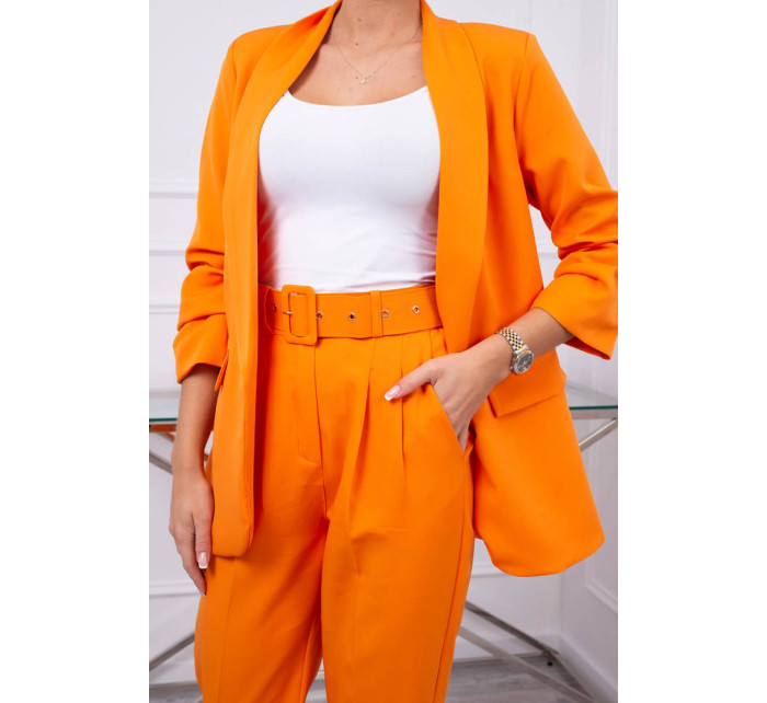 Elegantní set bundy a kalhot oranžové barvy