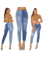 Sexy Highwaist Bi-Color Mom Jeans Použitý vzhled