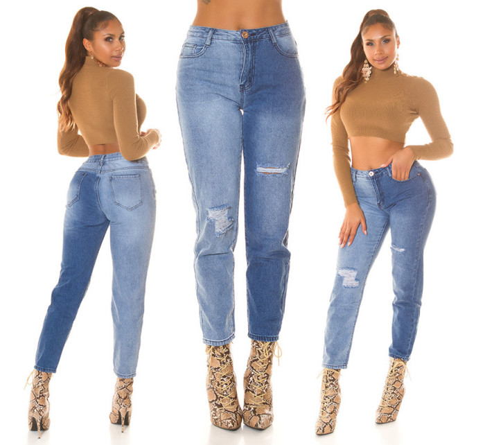 Sexy Highwaist Bi-Color Mom Jeans Použitý vzhled