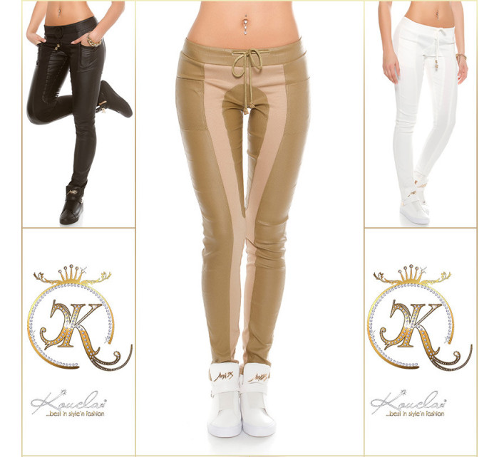 Trendy KouCla joggers in leather look & fabric app