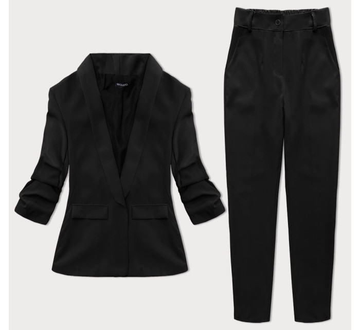 Černý dámský kalhotový kostým (X22-356X)