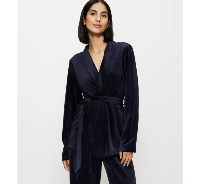 Sensual Velour Robe Top - BLUE - TRIUMPH BLUE - TRIUMPH