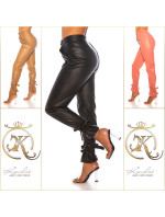 Trendy High Waist Pants Leder- Look