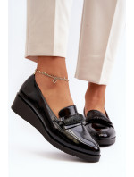 Dámské lakované boty Loafers Black Polike