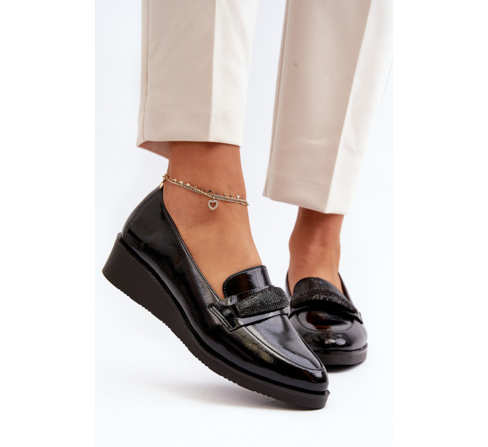 Dámské lakované boty Loafers Black Polike