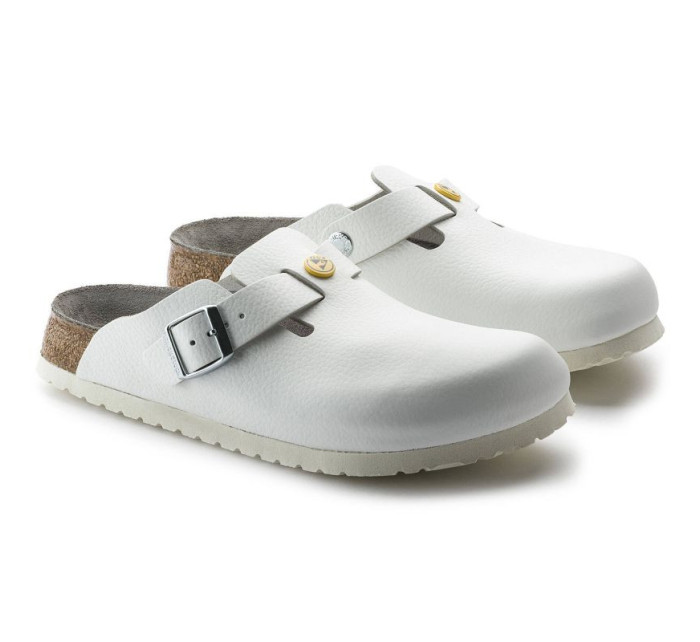 Birkenstock women's clogs Boston ESD White natural leather medical flip-flops narrow narrow (0061378) dámské