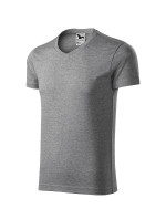 Slim Fit V-neck tričko pánské tmavě šedý melír