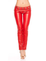 Sexy lowcut-Skinny-Pants in leatherlook with studs