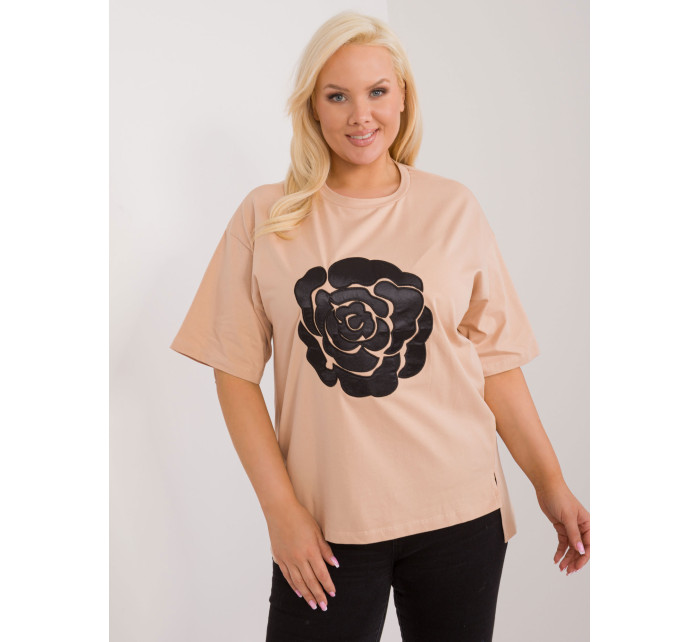 Camel dámská halenka plus size s nášivkou