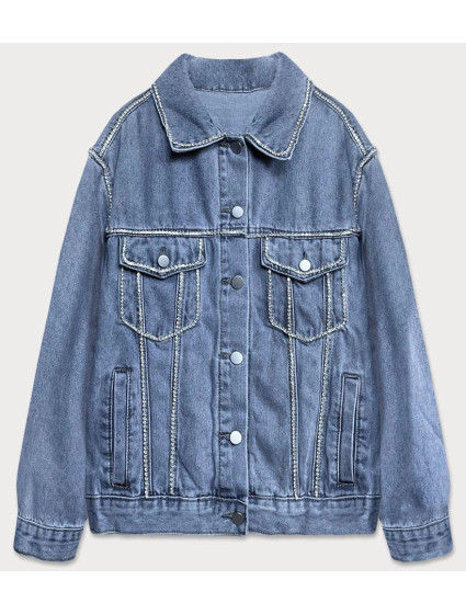 Světle modrá dámská džínová denim bunda se zirkony (T2861)