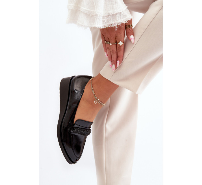 Dámské lakované boty Loafers Black Polike