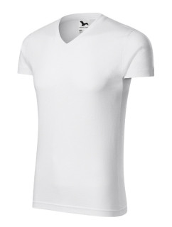 Slim Fit V-neck tričko pánské bílá