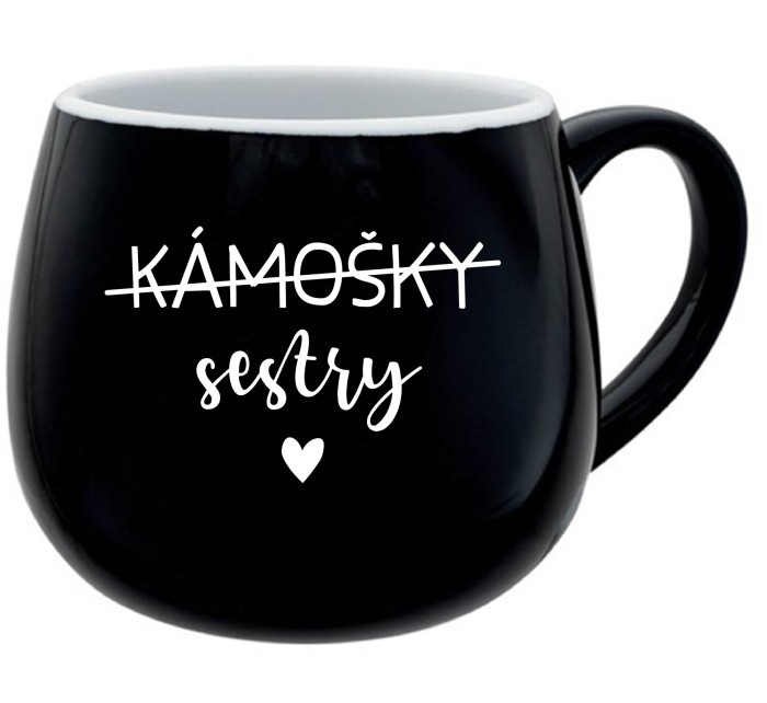 KÁMOŠKY SESTRY - černý keramický hrníček 300 ml