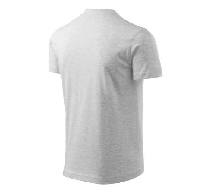 V-neck tričko unisex světle šedý melír