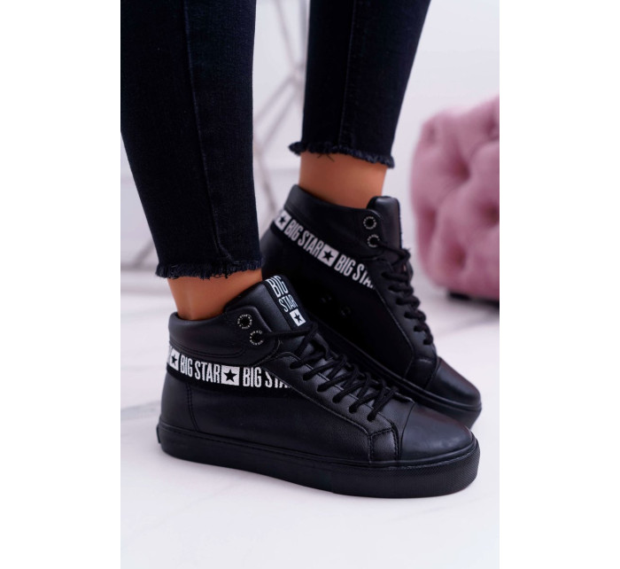 Women's High Leather Sneakers Big Star Black