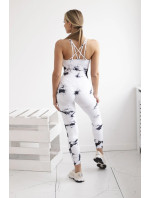 Dámský fitness set top + push up legíny -  bílá