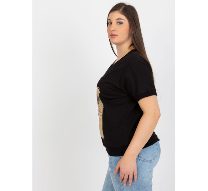 Dámská černá halenka plus size s potiskem