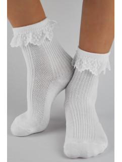 Bílé dívčí ponožky s volánkem SB020