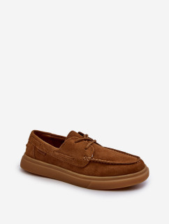 Semišové pánské mokasíny Brogues Big Star Camel