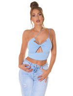 Sexy Croptop Koucla s výřezy a vícecestným páskem