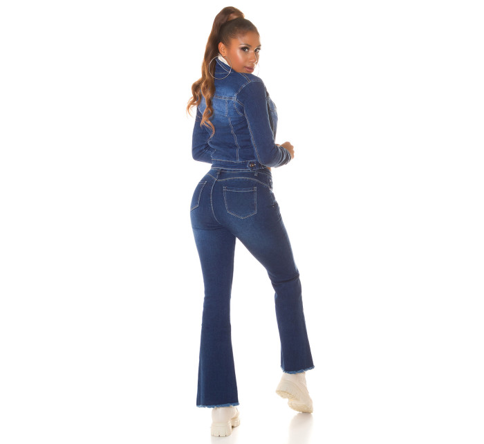 Sexy tmavý denim použitý vzhled flarred Jeans