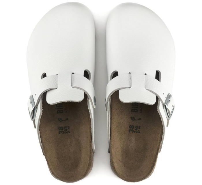 Pánské zdravotní žabky Birkenstock Boston Super Grip White z přírodní kůže regular wide (0060134)