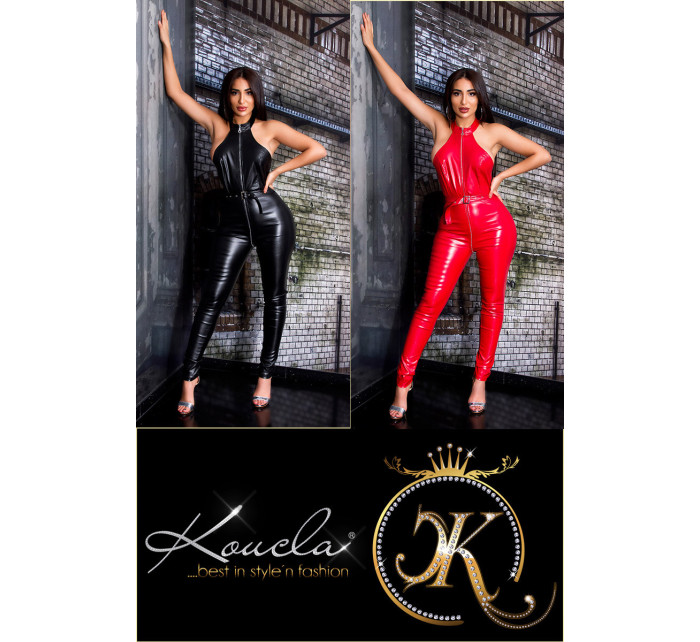 Sexy KouCla Backless Faux Leather Overall