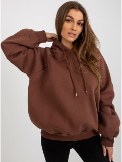 Tmavě hnědá basic oversized mikina s kapucí