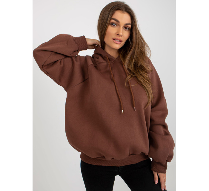 Tmavě hnědá basic oversized mikina s kapucí