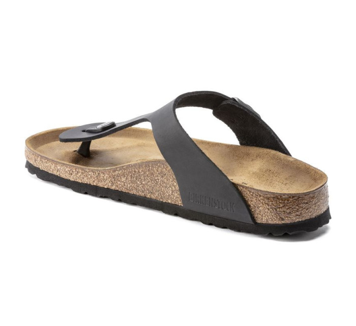 Dámské/pánské žabky Birkenstock Gizeh NU Oiled Black Regular z olejované kůže pro širokou nohu (0845251)