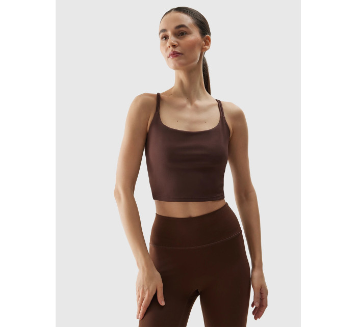 Dámský crop top na jógu z model 20437121 materiálů  hnědý - 4F